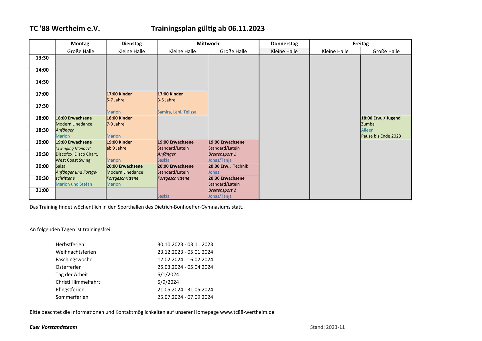 23 11 01 Trainingsplan